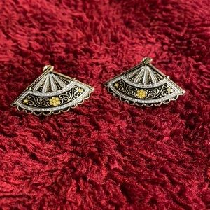 Antique Egyptian Fan Clip On in Enamel